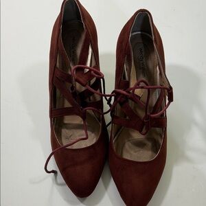 Wendy Vintage Burgundy Lace-Up Heels